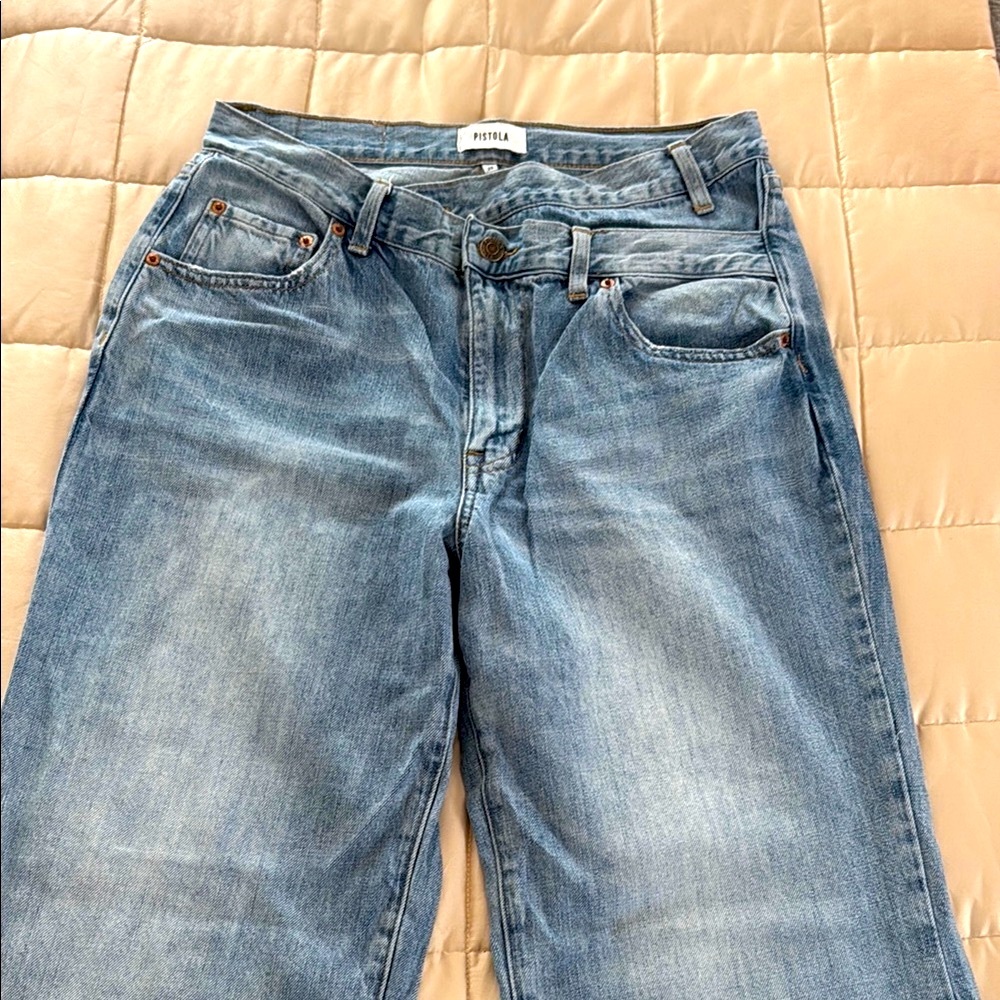 Pistola Women's Wide Leg Jean Bobbie Crossover High Rise Jean Button Front! - Picture 3 of 6